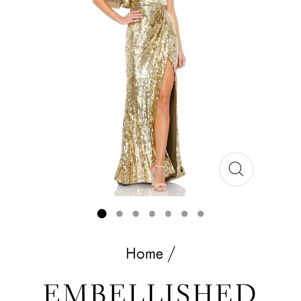 Mac Duggal EMBELLISHED CAP SLEEVE COWL NECK TRUMPET GOWN